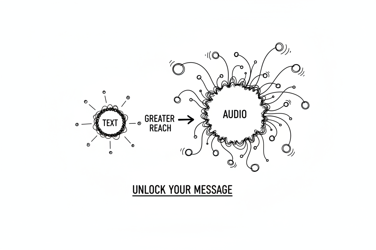 テキストと音声のリーチ範囲を比較する図