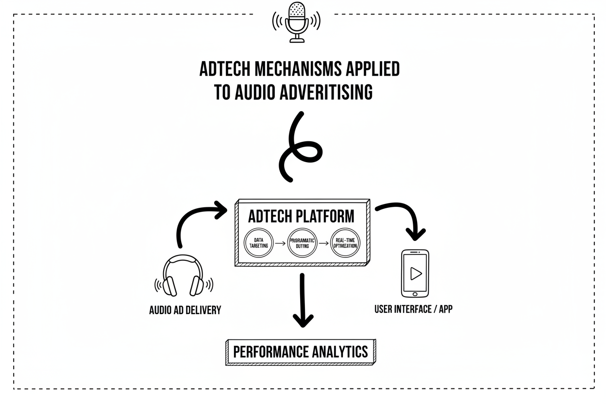 アドテクの仕組みを音声広告に適用する図