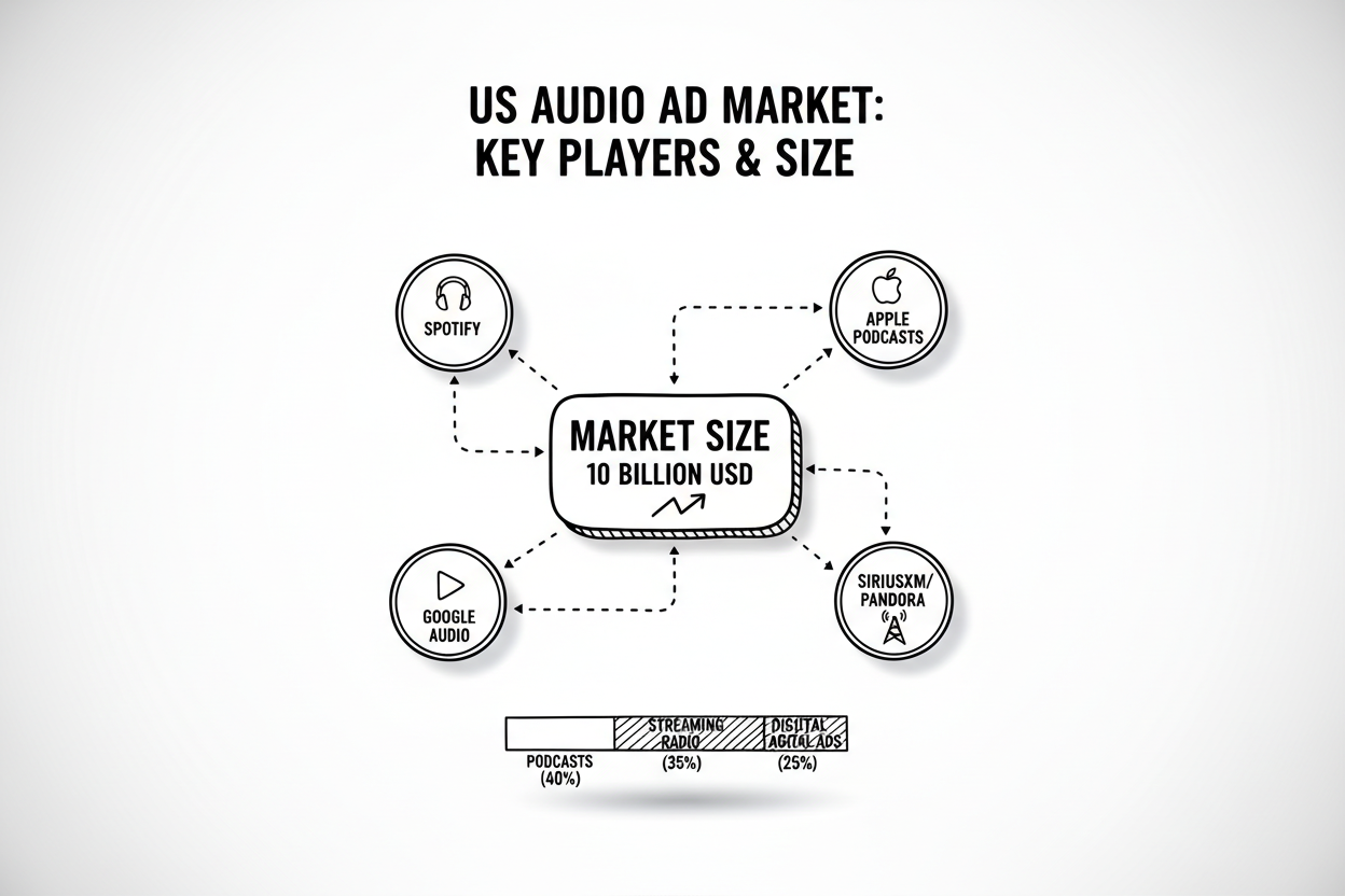 アメリカ音声広告市場の主要プレイヤーと市場規模