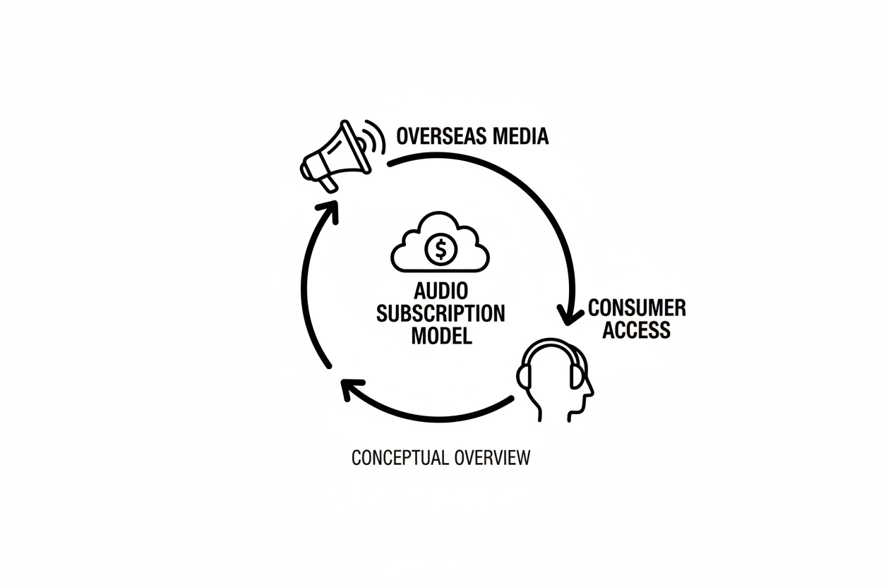 海外メディアの音声サブスクモデルのイメージ