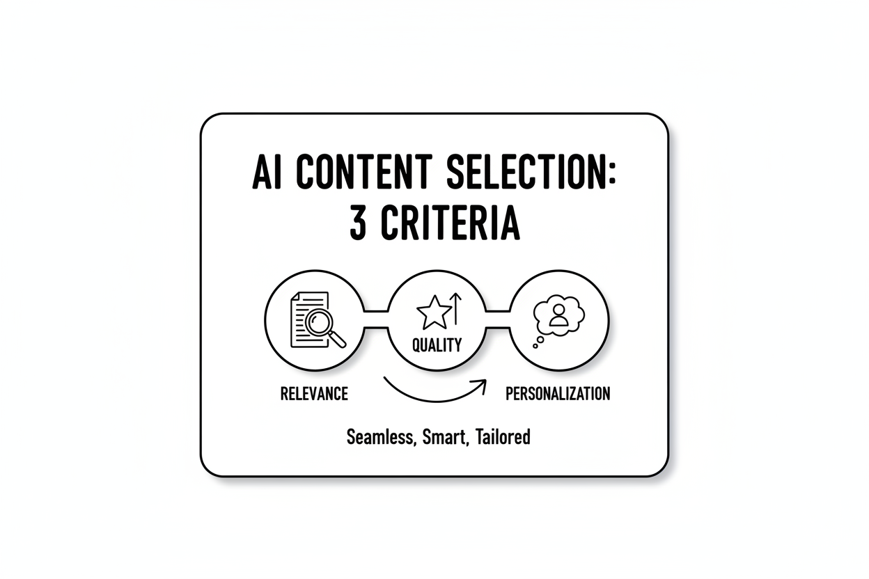 AIがコンテンツを選ぶ3つの基準の図解