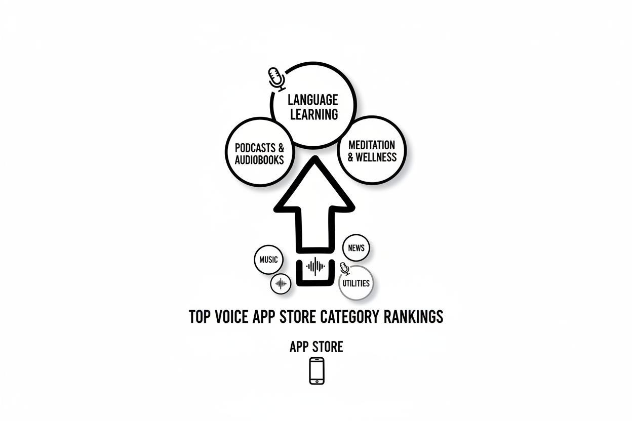 アプリストアの音声カテゴリランキング上位のイメージ