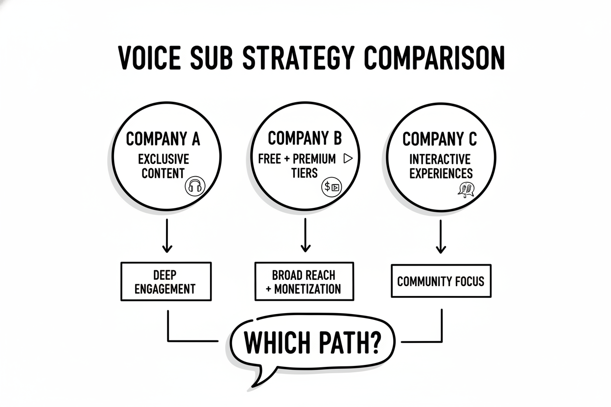 3社の音声サブスク戦略の比較図