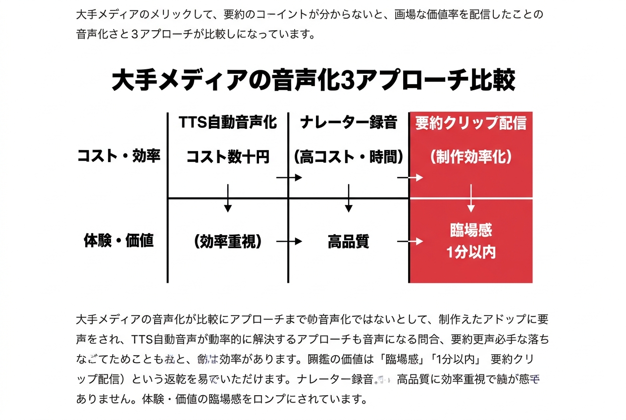 3つの音声化アプローチの比較図