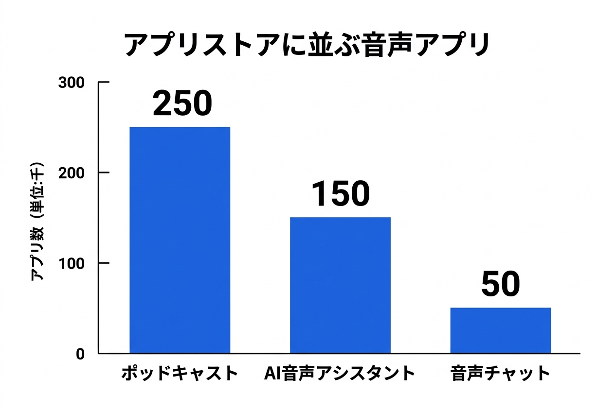 アプリストアの音声カテゴリランキング上位のイメージ