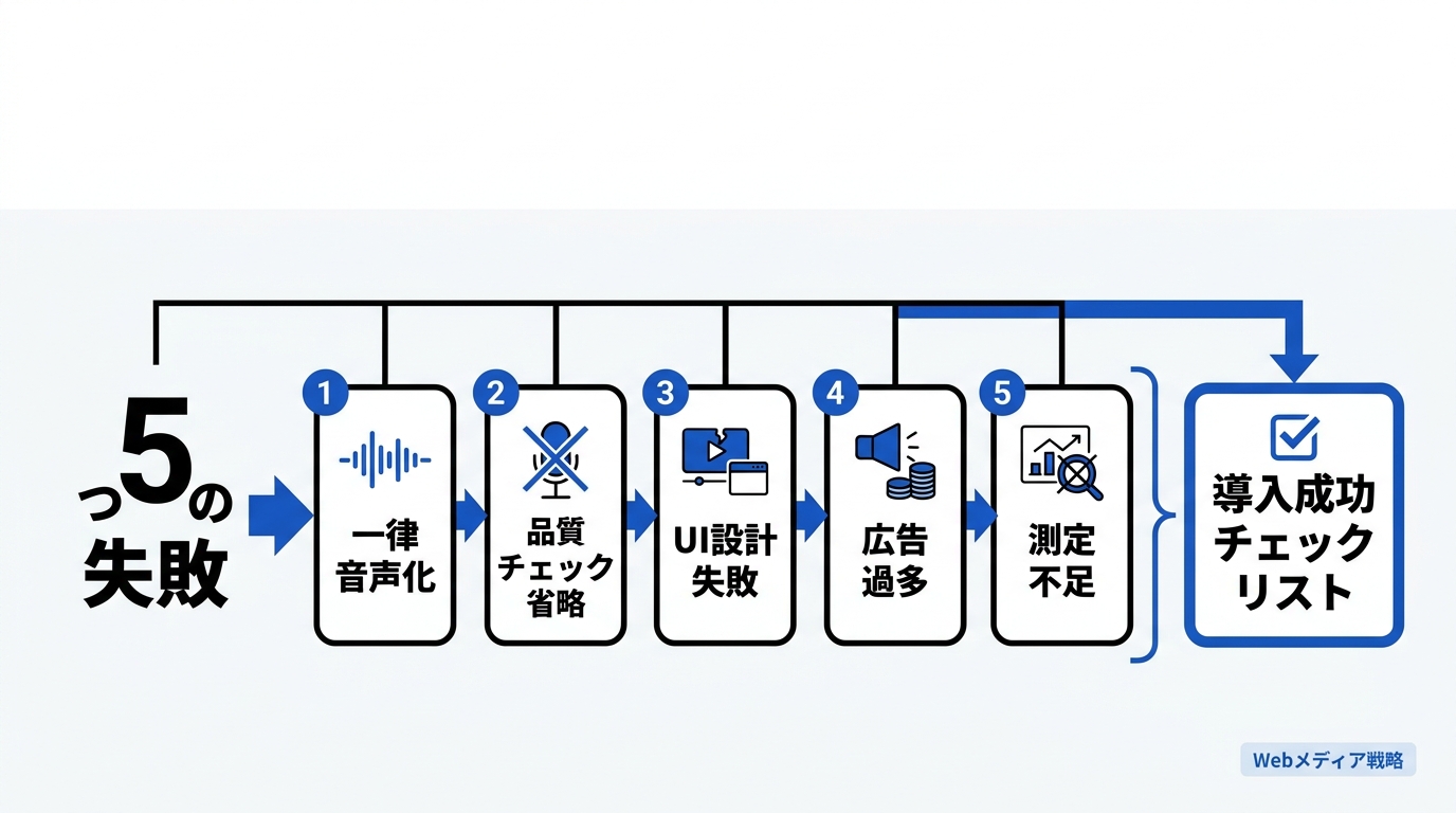 Webメディアの音声化で失敗する5つのパターン——導入成功のためのチェックリスト